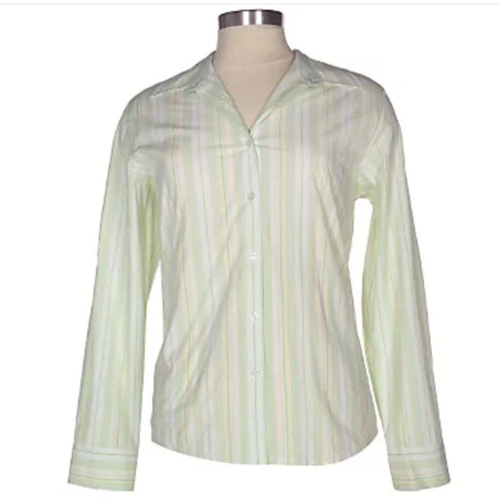 Denim & Co. Stretch Yarn Dyed Striped Shirt